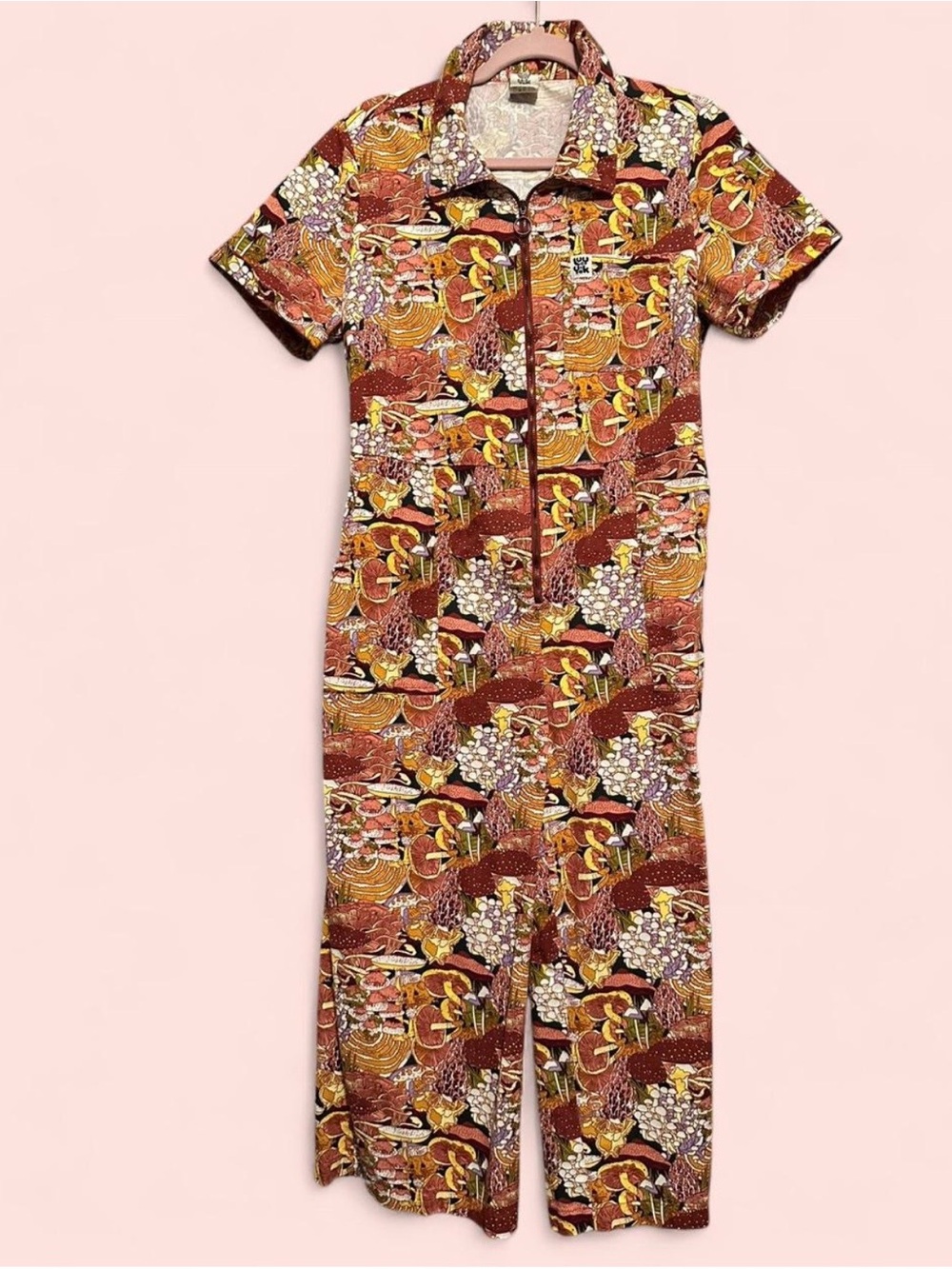 Lucy & Yak Caroline Clark Ragan Mushroom Print Organic Cotton Jumpsuit